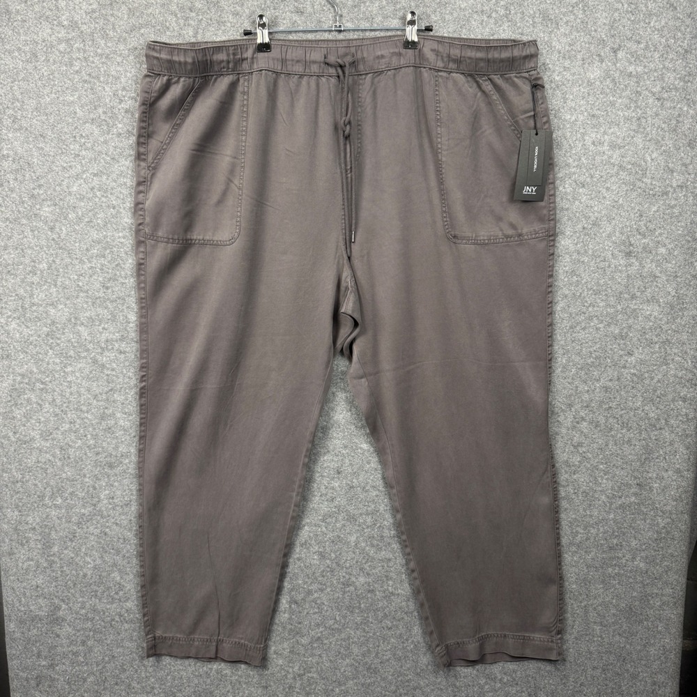 Jones New York Womens Plus 3X Pants Grey 100% Lyocell Elastic Waist Drawstring